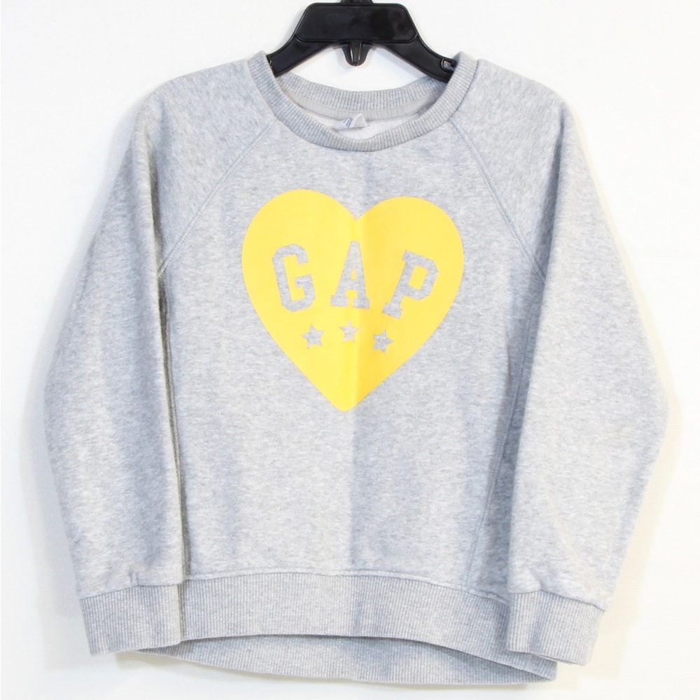 Gap Unisex Toddler Heather Gray w/Yellow Heart Long Sleeve Sweatshirt Size Small